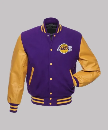 Reimagining the legacy of Kobe Bryant, the Black Mamba Los Angeles Lakers Varsity Jacket pays homage to the iconic basketball star and his legendary tenure with the Lakers.