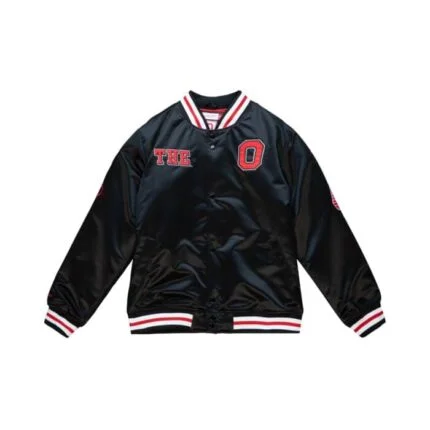 Ohio State Buckeyes Mitchell & Ness Black Champ City Satin Jacket