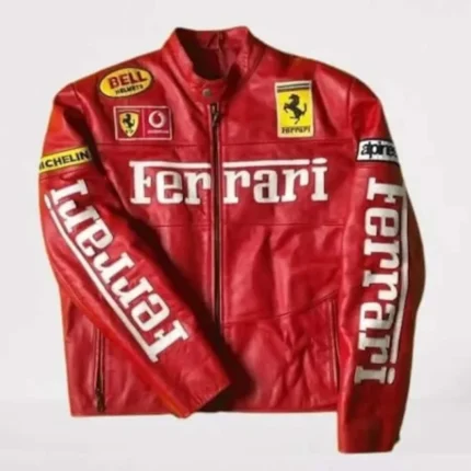 Ferrari F1 Racing Red Leather Jacket