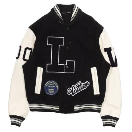 Louis Vuitton Black Baseball Leather Varsity Jacket