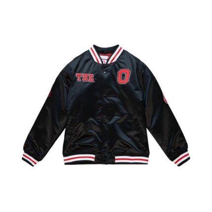 Ohio State Buckeyes Mitchell & Ness Black Champ City Satin Jacket