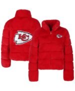 Women's Cuce Red Kansas City Chiefs Faux Fur Full-Zip Coat - Image 3