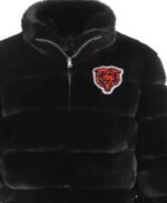 Women's Cuce Black Chicago Bears Faux Fur Full-Zip Bomber Jacket - Image 3