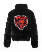 Women's Cuce Black Chicago Bears Faux Fur Full-Zip Bomber Jacket - Image 4