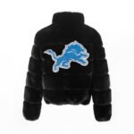 Detroit Lions Cuce Women's Faux Fur Full-Zip Bomber Jacket - Black - Image 3