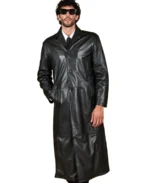 Men’s Black Long Leather Coat