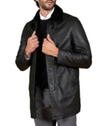 Men’s Oscar Black Leather Coat - Image 3