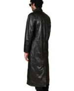 Men’s Black Long Leather Coat - Image 2