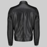 Basic Black Moto Cafe Racer Biker Leather Jacket - Image 4