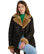 Women’s Black Shearling Peacoat - Image 3
