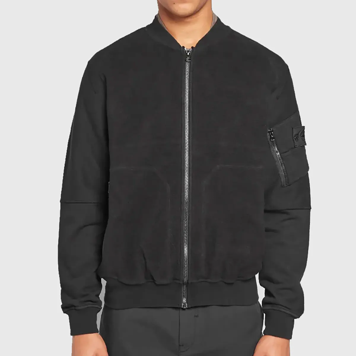 Fend-Black-Suede-Leather-Bomber-Jacket-3