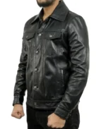 Holland Black Trucker Leather Jacket - Image 4