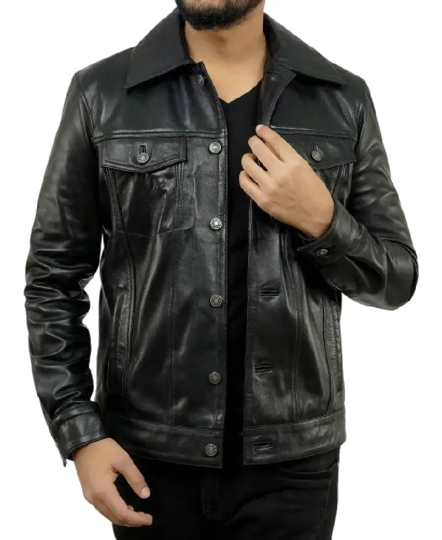 Holland-Black-Trucker-Leather-Jacket