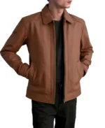 Men’s Matte Brown Leather Jacket - Image 2