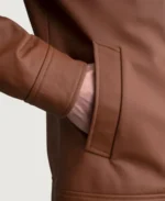 Men’s Matte Brown Leather Jacket - Image 3