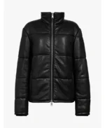 Men’s Black Puffer Leather Jacket