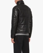 Men’s Black Puffer Leather Jacket - Image 4