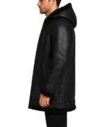 Men’s Black Sheepskin Leather Coat - Image 3