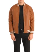 Men’s Pascal Brown Leather Varsity Jacket
