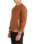 Men’s Pascal Brown Leather Varsity Jacket - Image 4