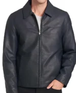 Men’s Simple Black Faux Leather Jacket