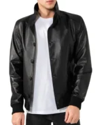 Black Men’s Leather Bomber Jacket
