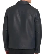 Men’s Simple Black Faux Leather Jacket - Image 2