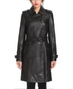 Women’s New York Double Breasted Lambskin Leather Coat