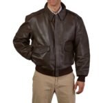Aviator A2 Cockpit Brown Leather Bomber Jacket