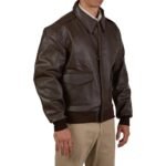 Aviator A2 Cockpit Brown Leather Bomber Jacket - Image 3